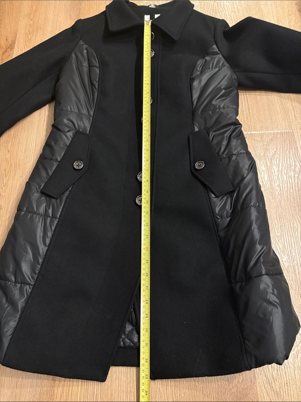 Soia & Kyo Black Pea Coat with Quilted Accents - Picture 8 of 8